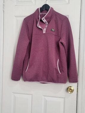L.L.Bean Mauve Button-Front Quilted Pullover